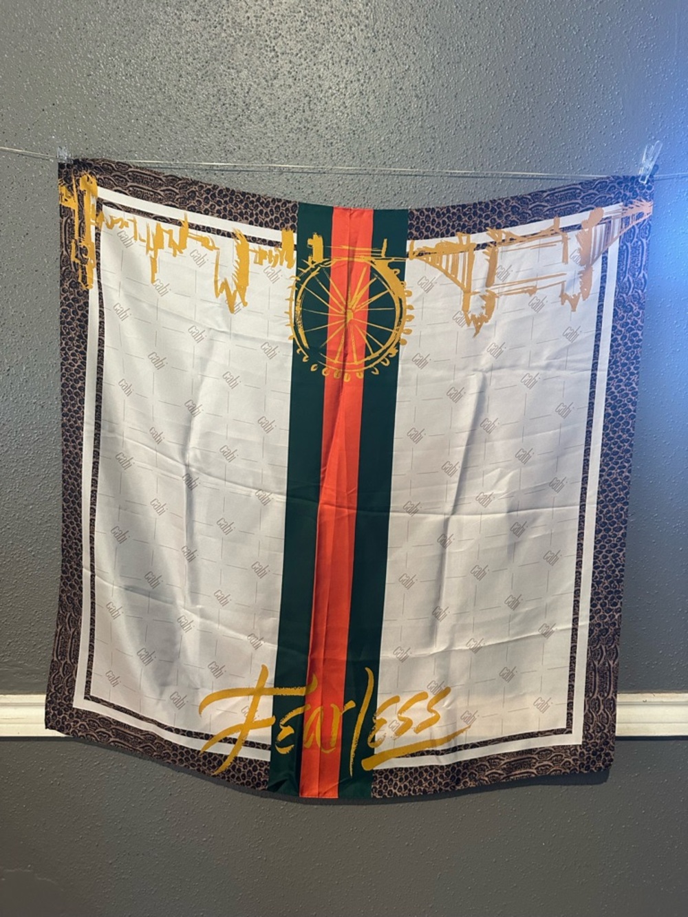 Cabi 100% Silk Scarf- Fearless with London Skyline - Picture 3 of 5
